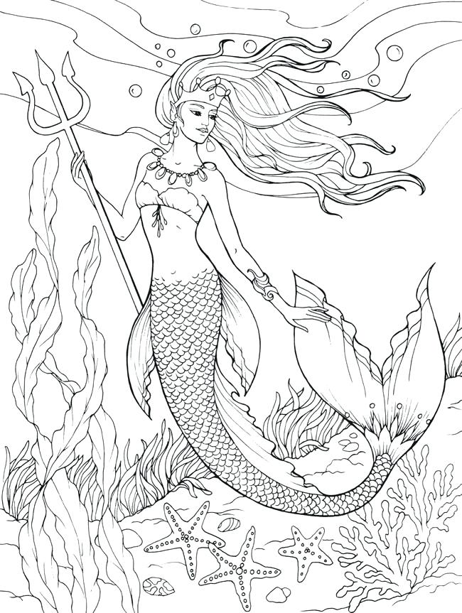 33 Creative Mermaid Coloring Pages for Grown Ups Printable 20