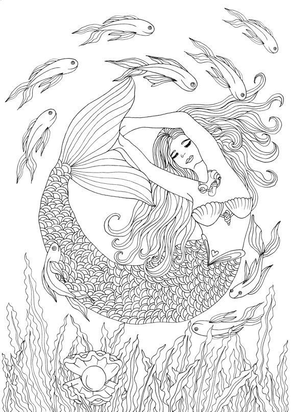 creative mermaid coloring pages for grown ups printable jpg