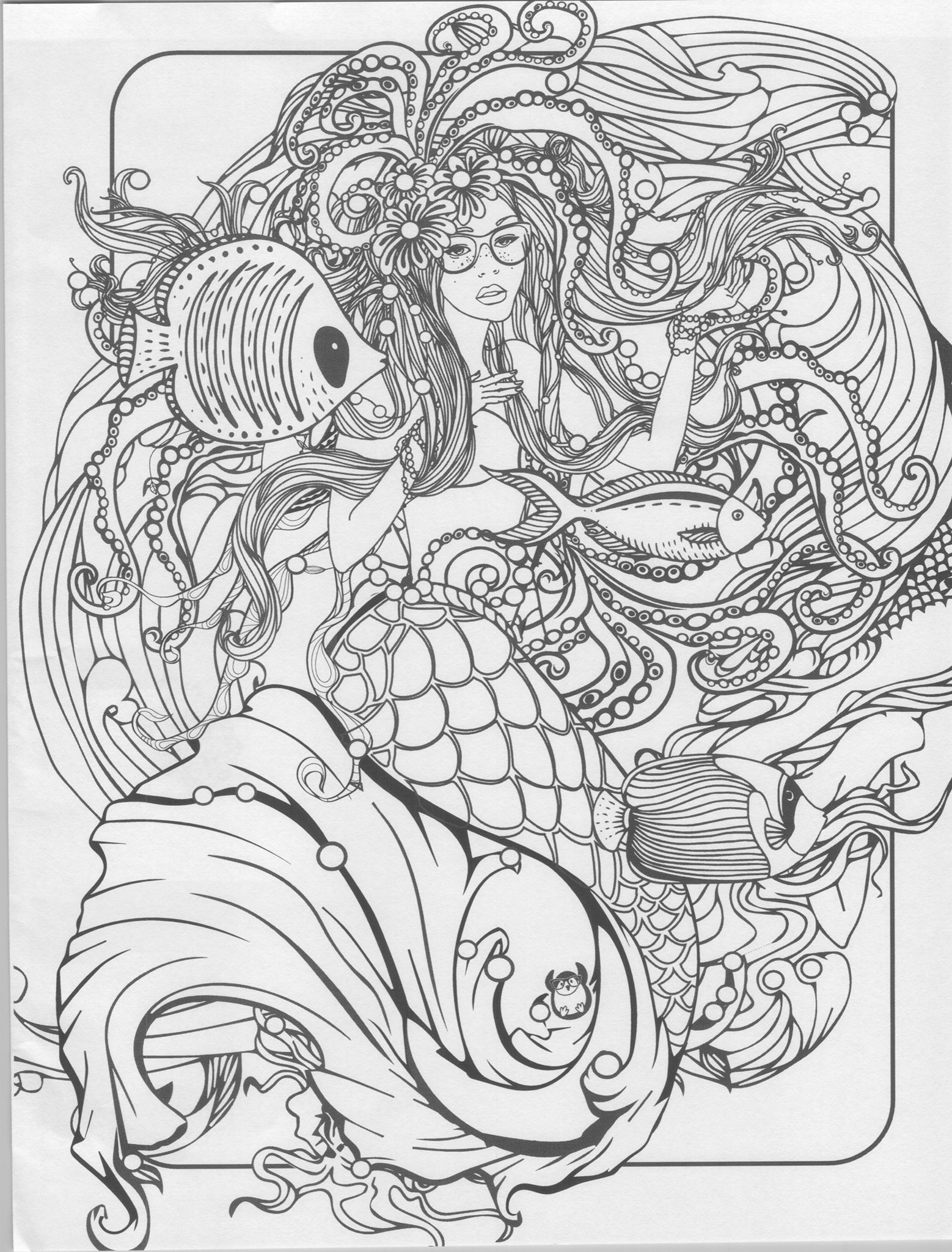 33 Creative Mermaid Coloring Pages for Grown Ups Printable 3