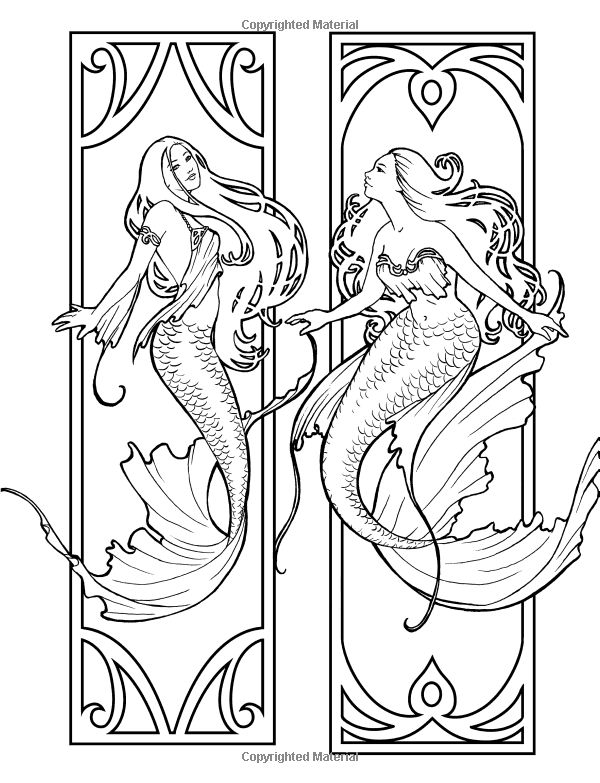 creative mermaid coloring pages for grown ups printable jpg