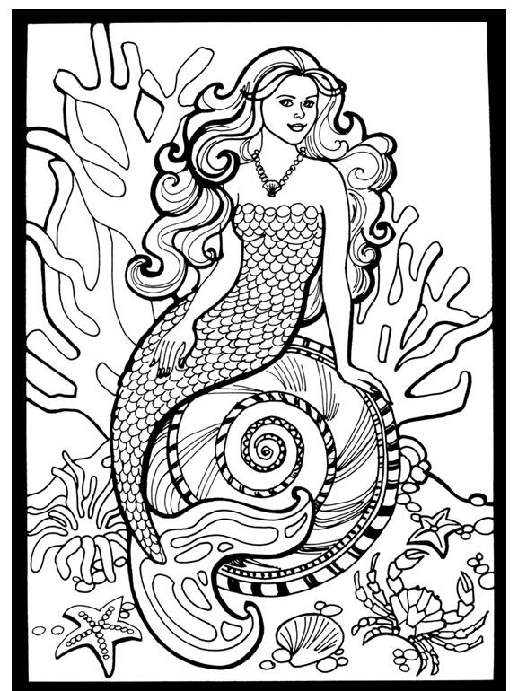 33 Creative Mermaid Coloring Pages for Grown Ups Printable 4