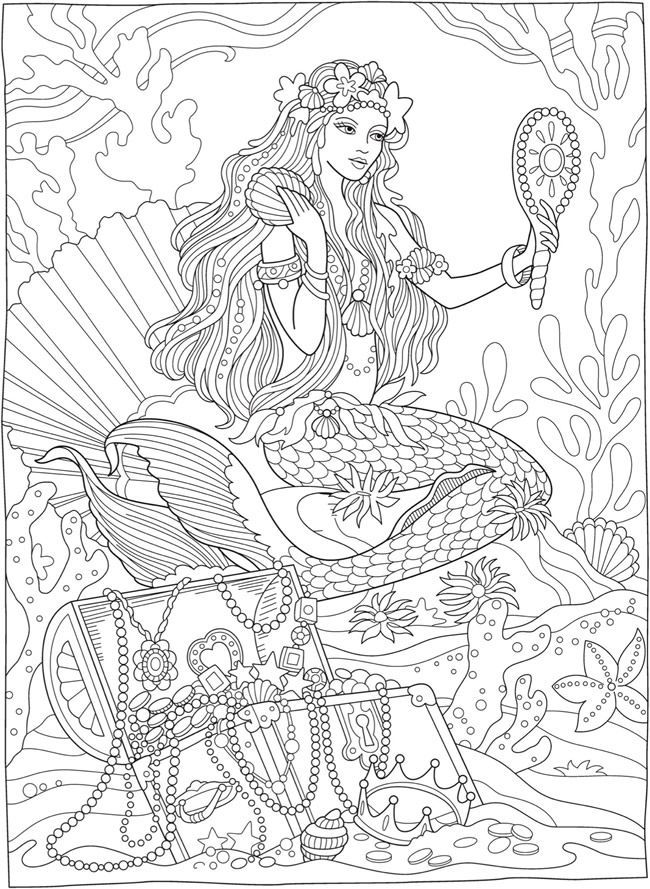 33 Creative Mermaid Coloring Pages for Grown Ups Printable 5