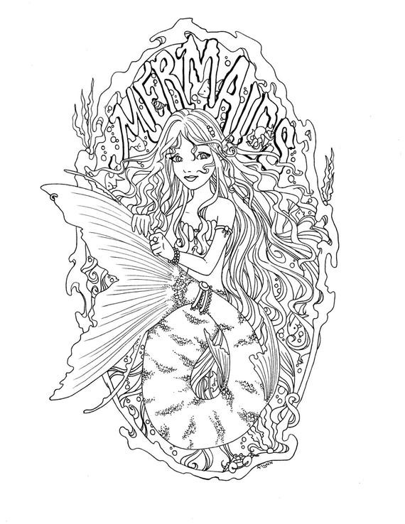 33 Creative Mermaid Coloring Pages for Grown Ups Printable 8