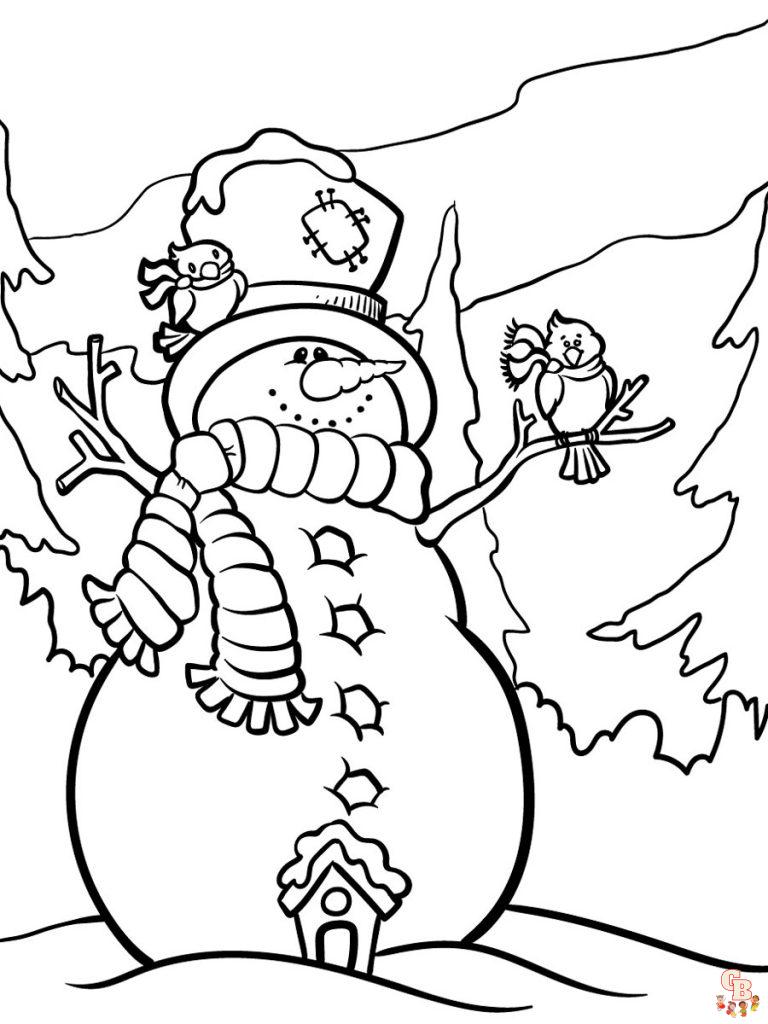 33 Snowman Coloring Pages for Kids Printable 1