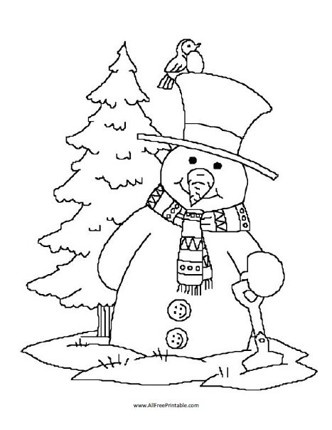 33 Snowman Coloring Pages for Kids Printable 12