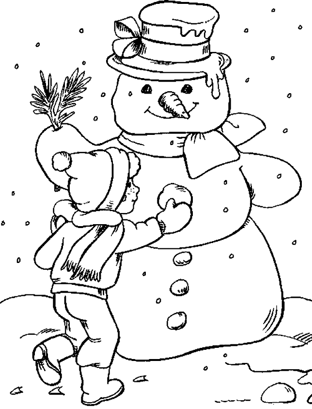 33 Snowman Coloring Pages for Kids Printable 16