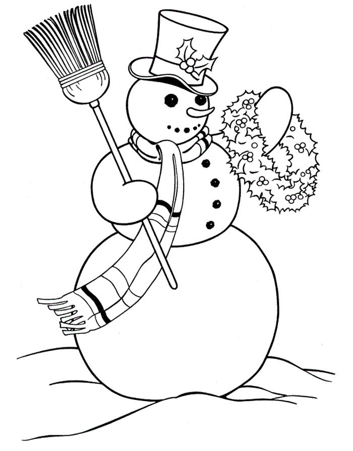 33 Snowman Coloring Pages for Kids Printable 2