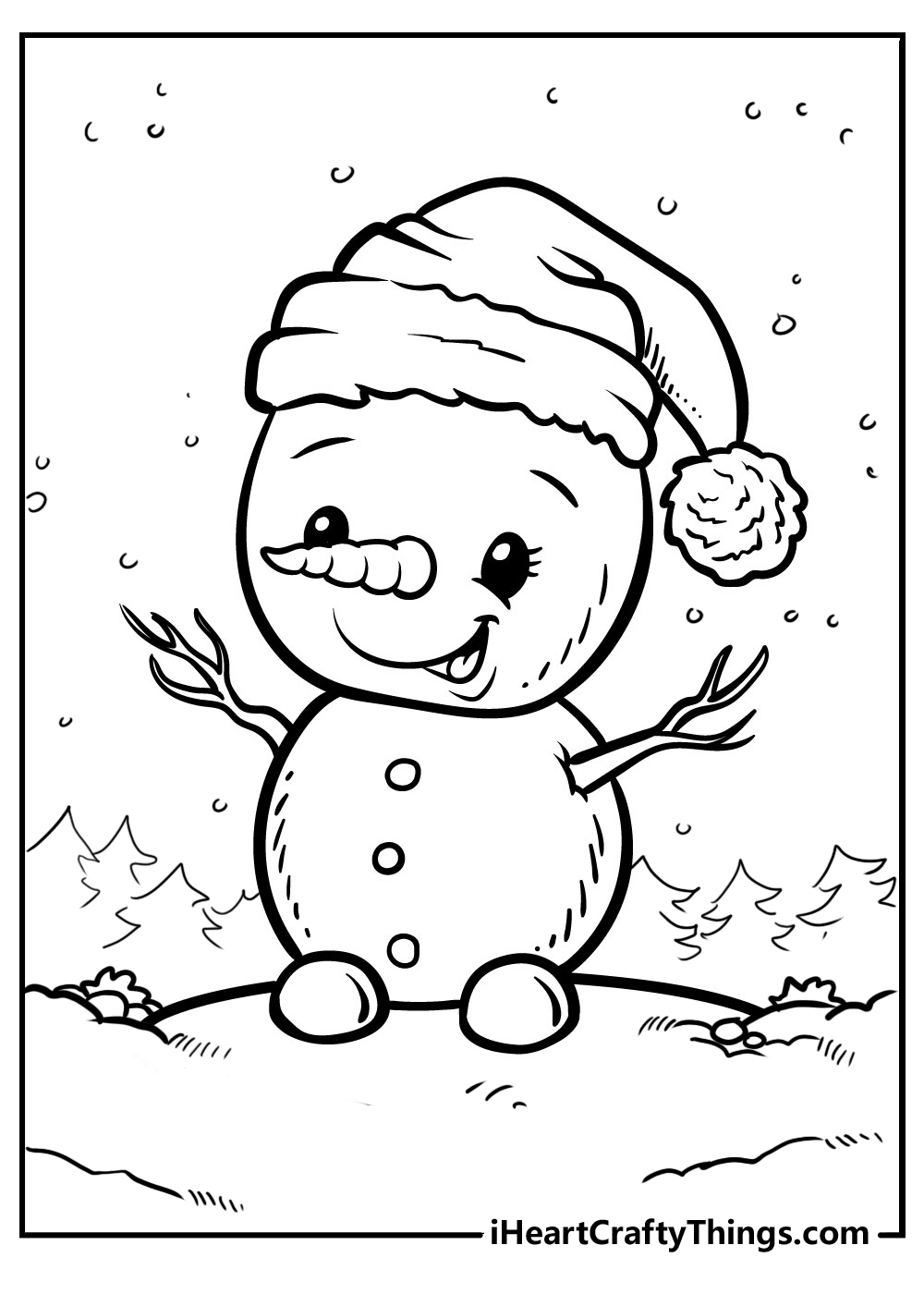 33 Snowman Coloring Pages for Kids Printable 28