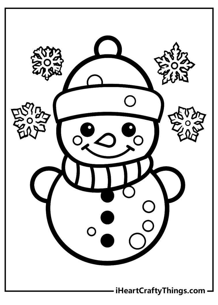 33 Snowman Coloring Pages for Kids Printable 31