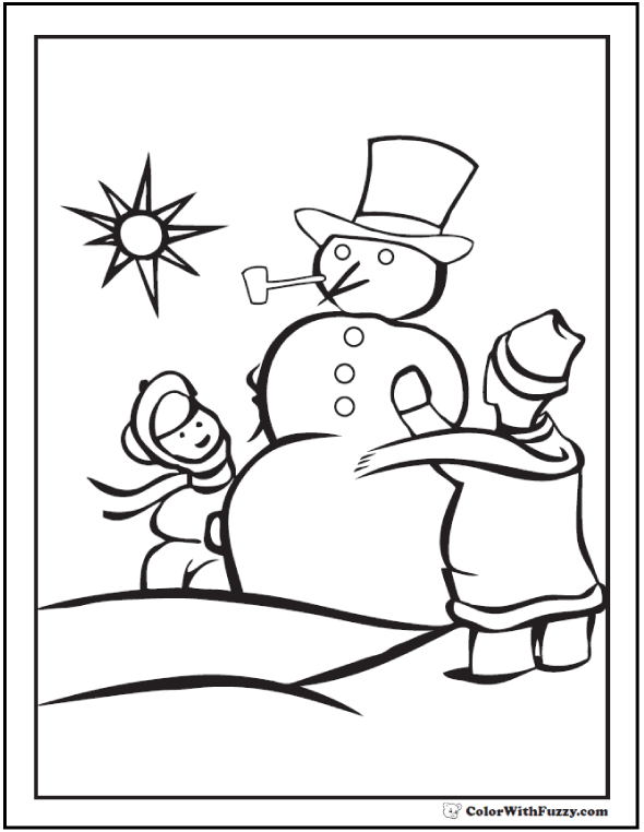 33 Snowman Coloring Pages for Kids Printable 34