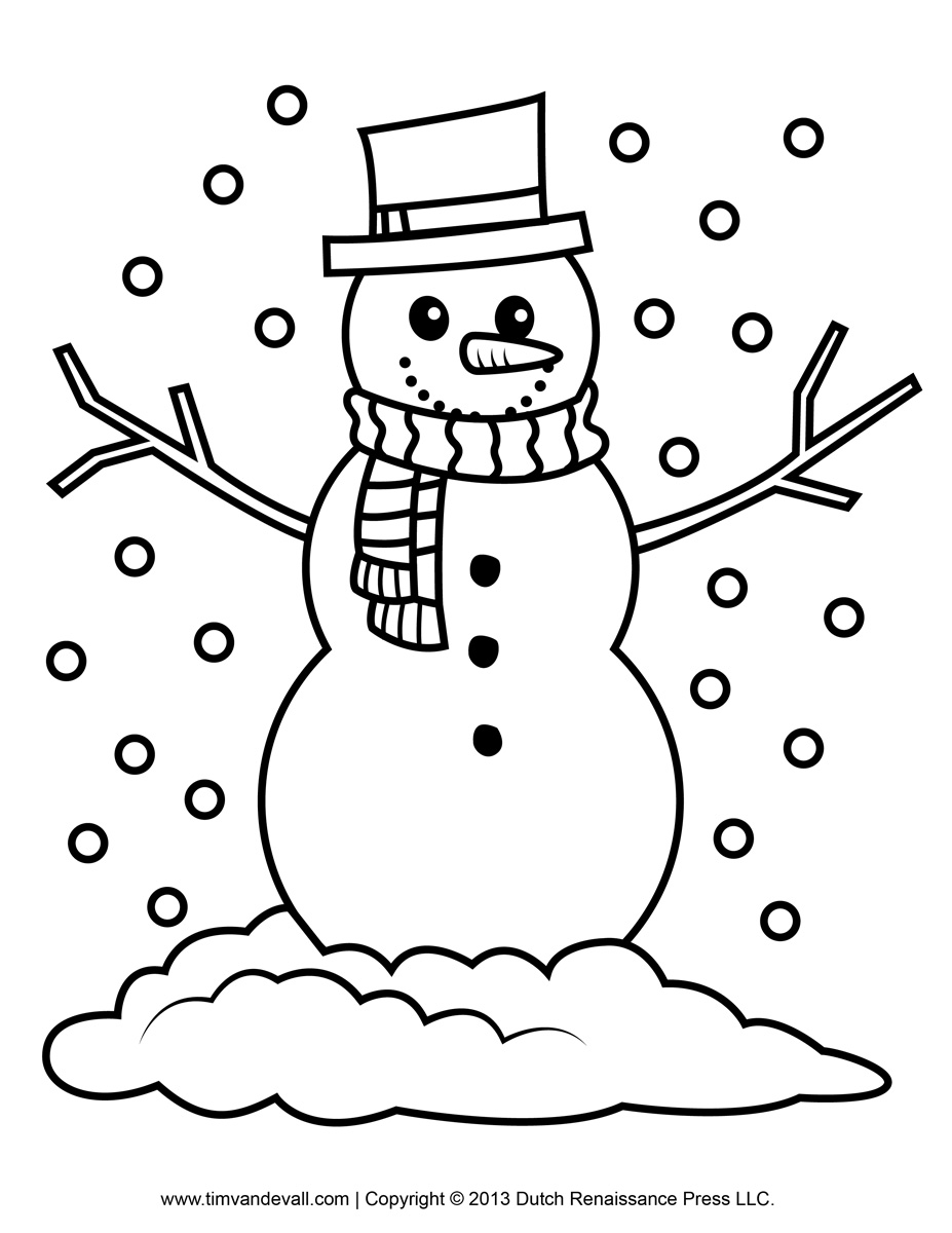 33 Snowman Coloring Pages for Kids Printable 5