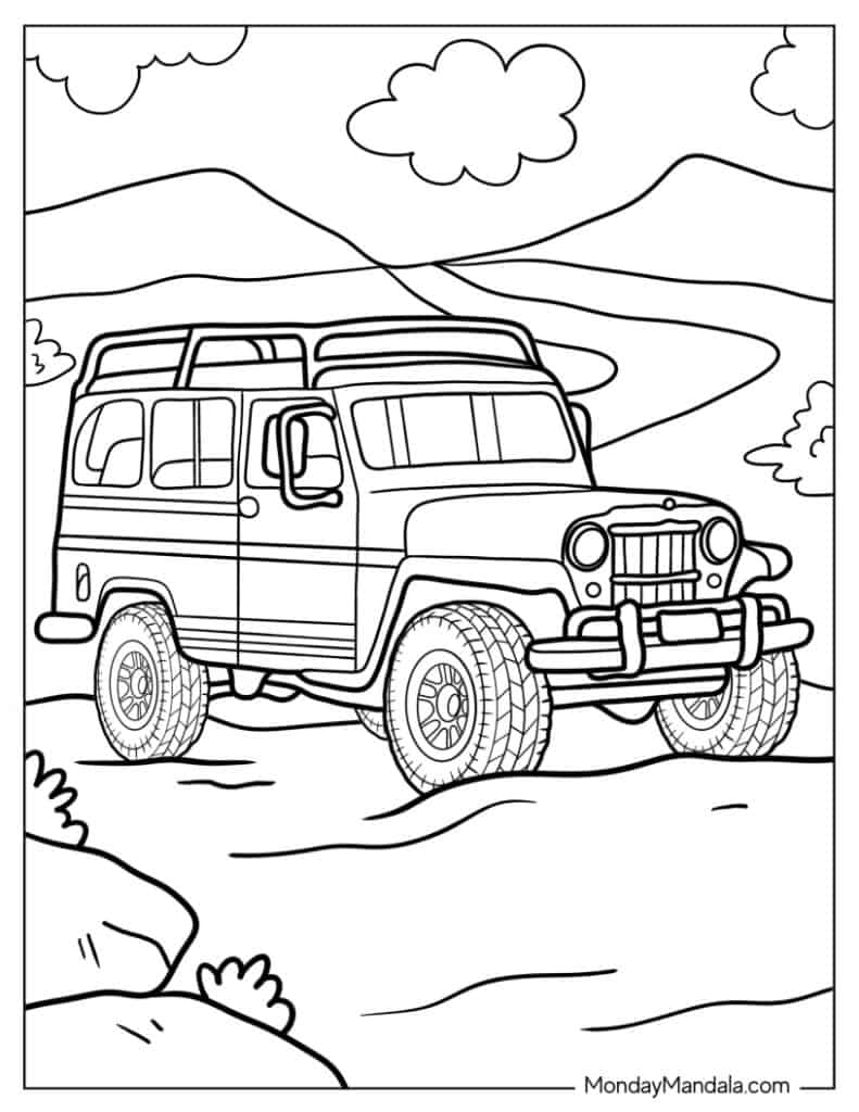 adventurous jeep coloring pages printable jpg