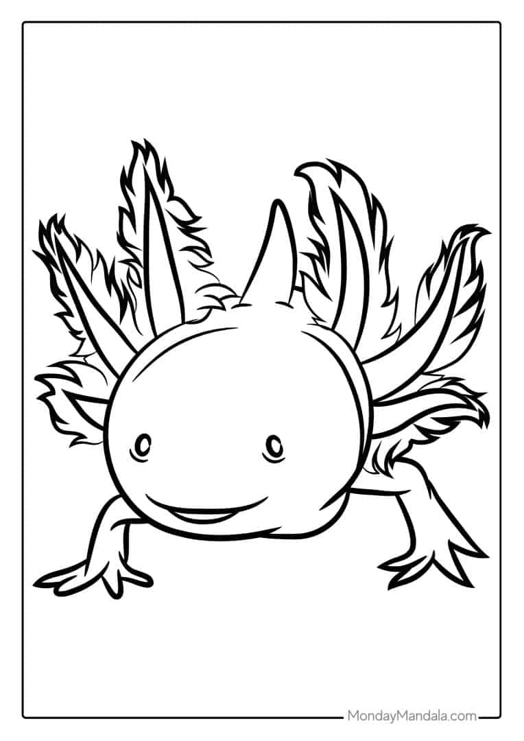 34 Axolotl Coloring Pages Printable 3