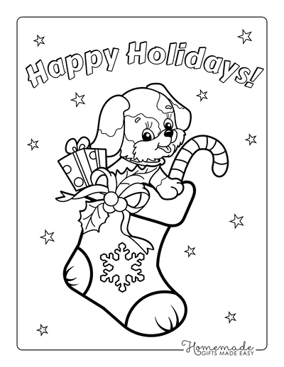 35 Christmas Dog Coloring Pages Printable 12