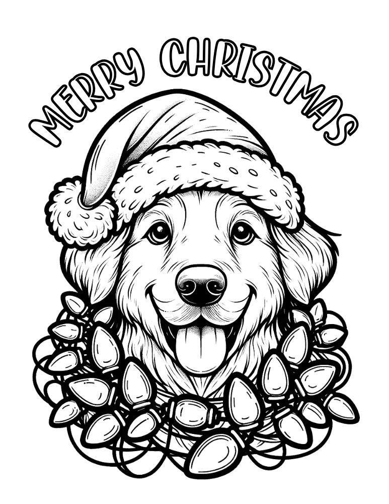 35 Christmas Dog Coloring Pages Printable 2