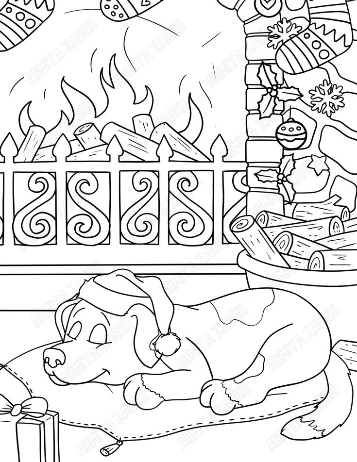 christmas dog coloring pages printable jpg