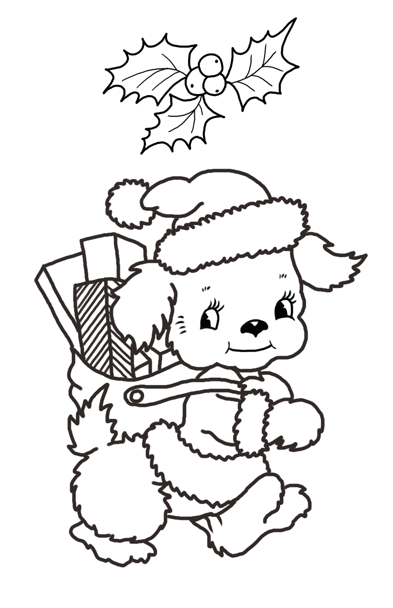 35 Christmas Dog Coloring Pages Printable 8