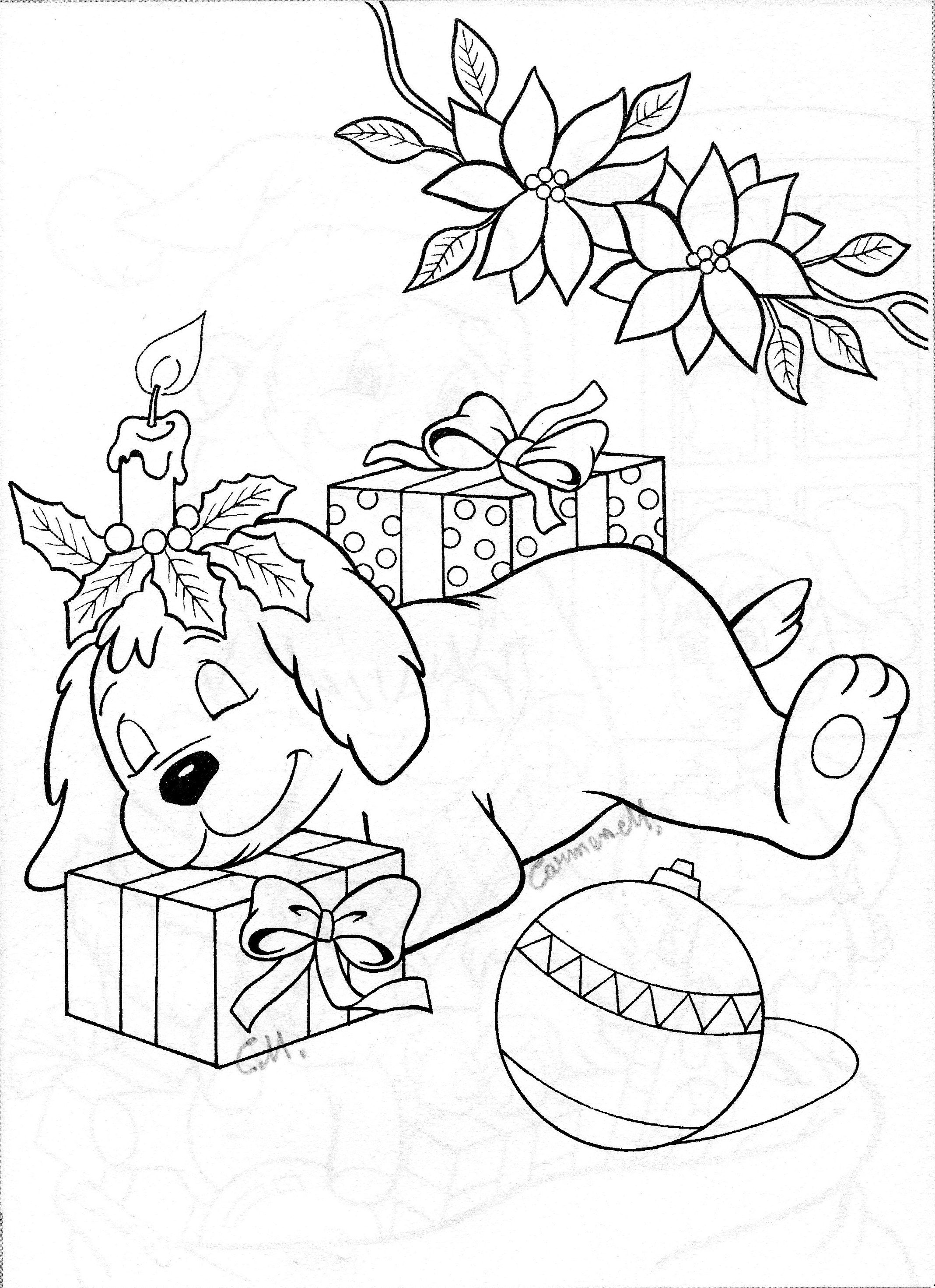 35 Christmas Dog Coloring Pages Printable 9