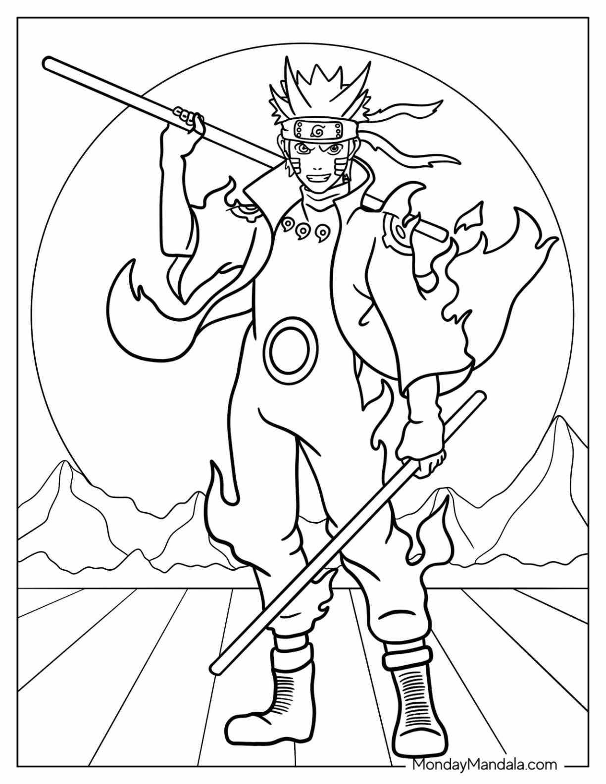 naruto kurama mode coloring pages printable jpg