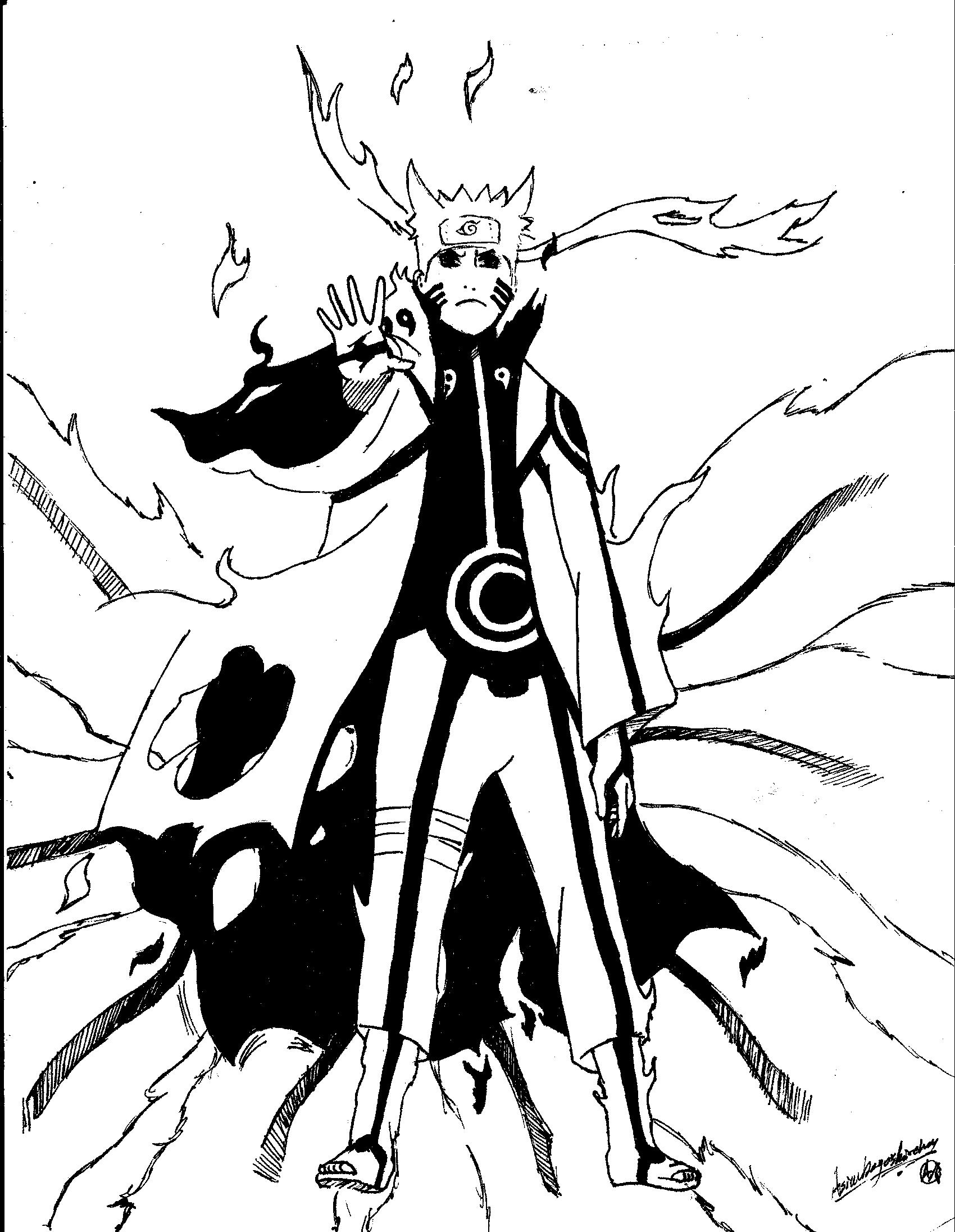 35 Naruto Kurama Mode Coloring Pages Printable 34