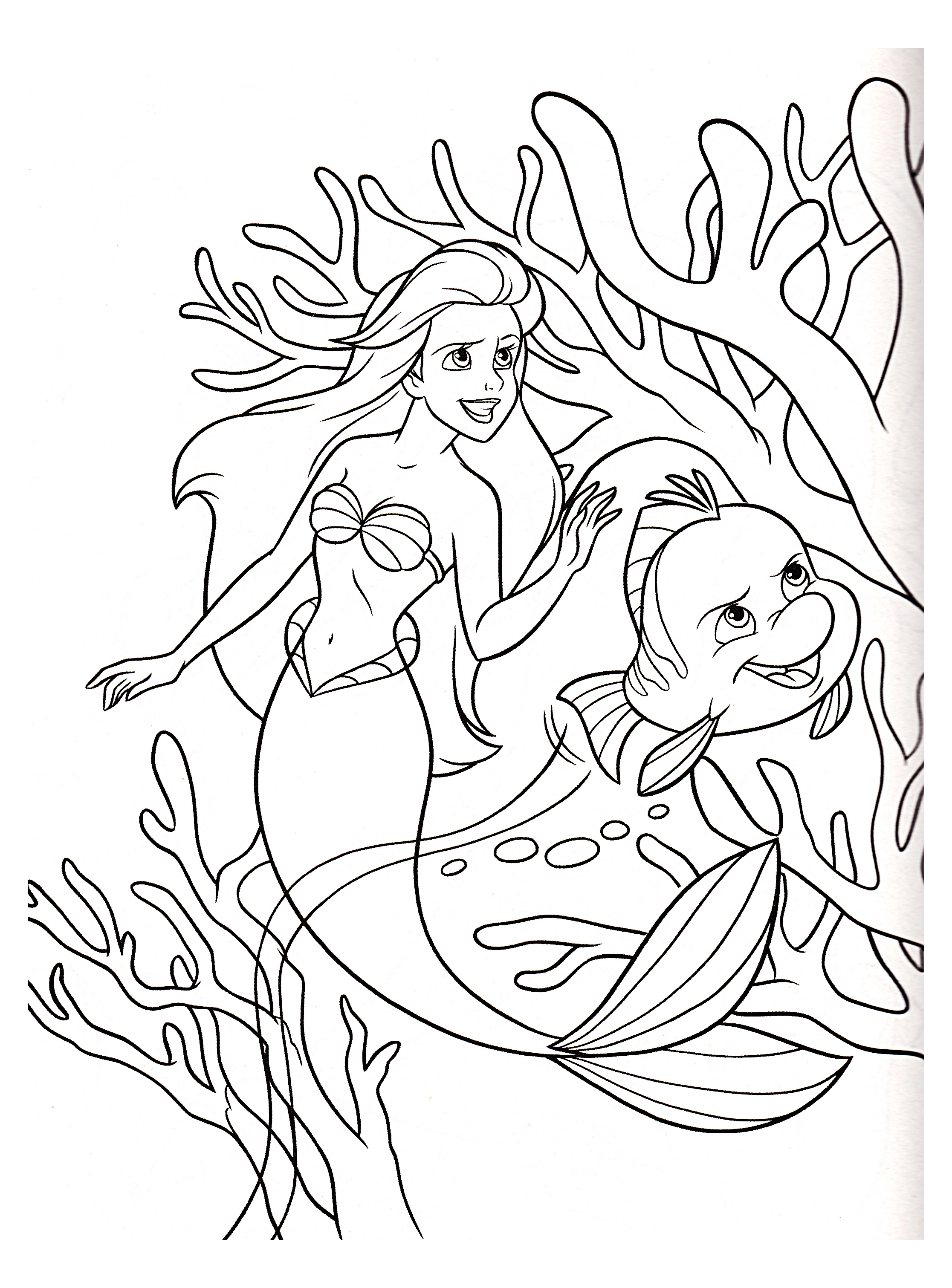 35 Simple Little Mermaid Coloring Pages Easy Printable 1