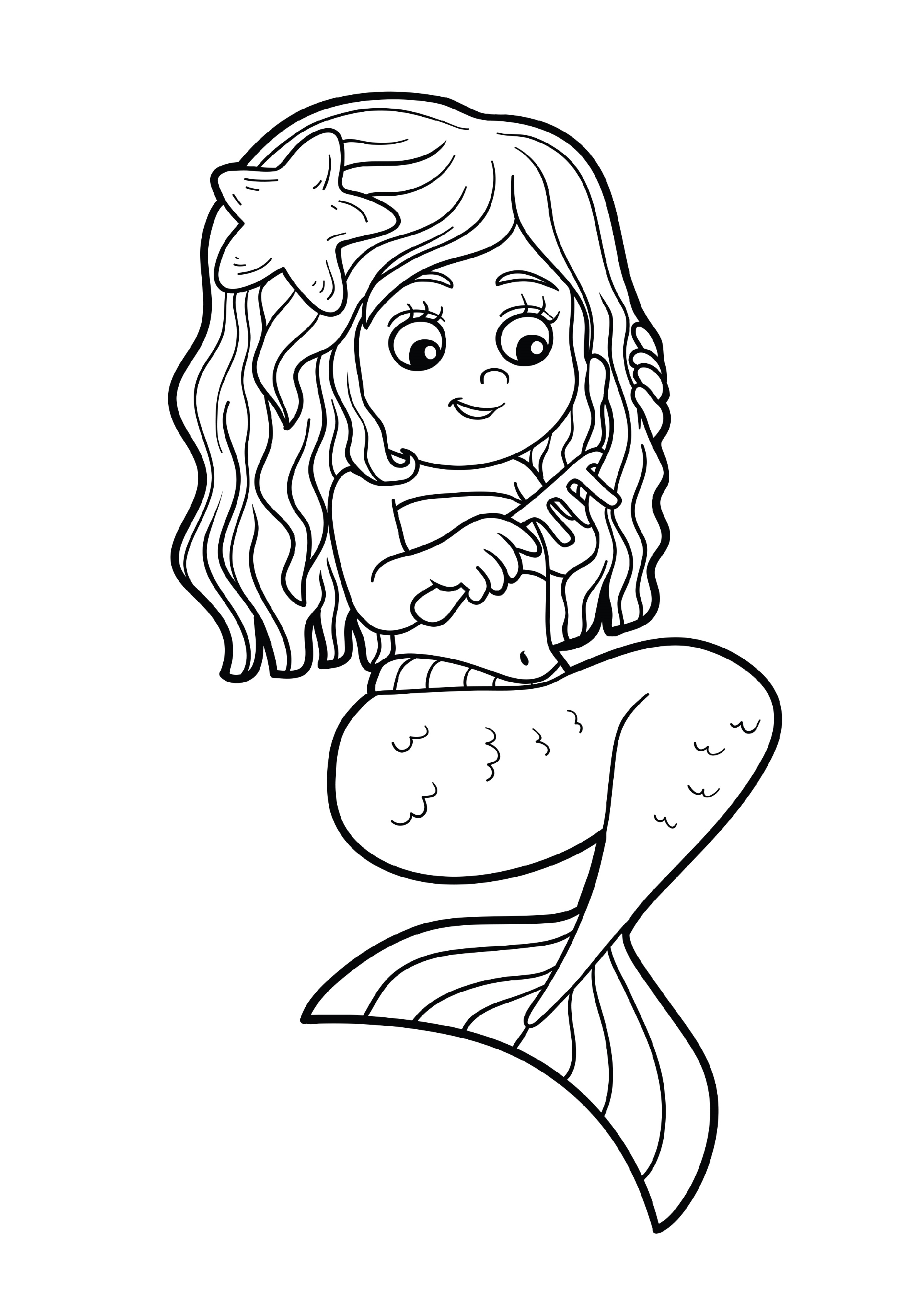 35 Simple Little Mermaid Coloring Pages Easy Printable 10