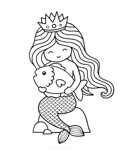 35 Simple Little Mermaid Coloring Pages Easy Printable 12