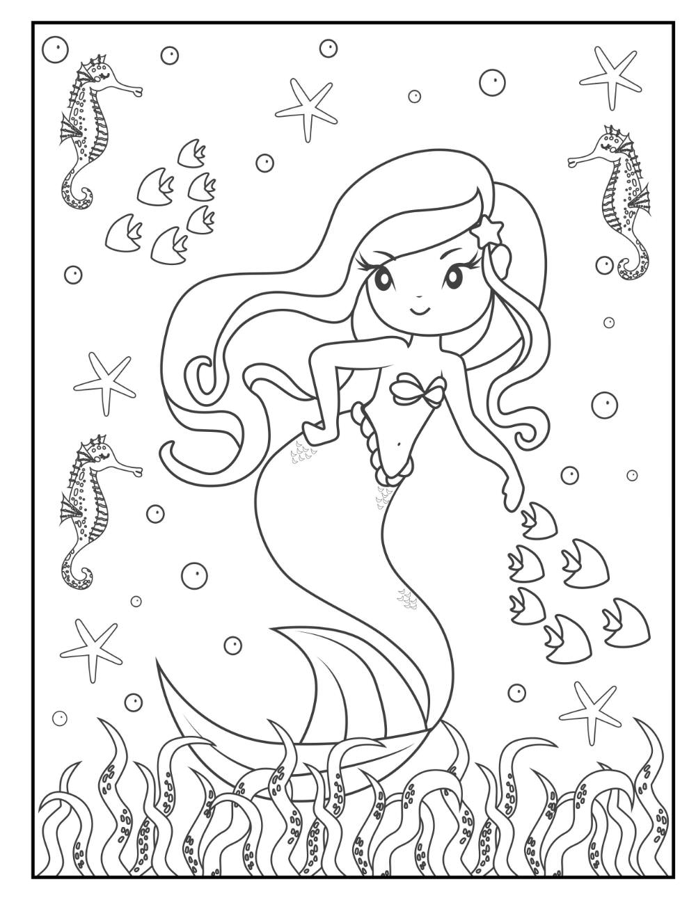 35 Simple Little Mermaid Coloring Pages Easy Printable 34