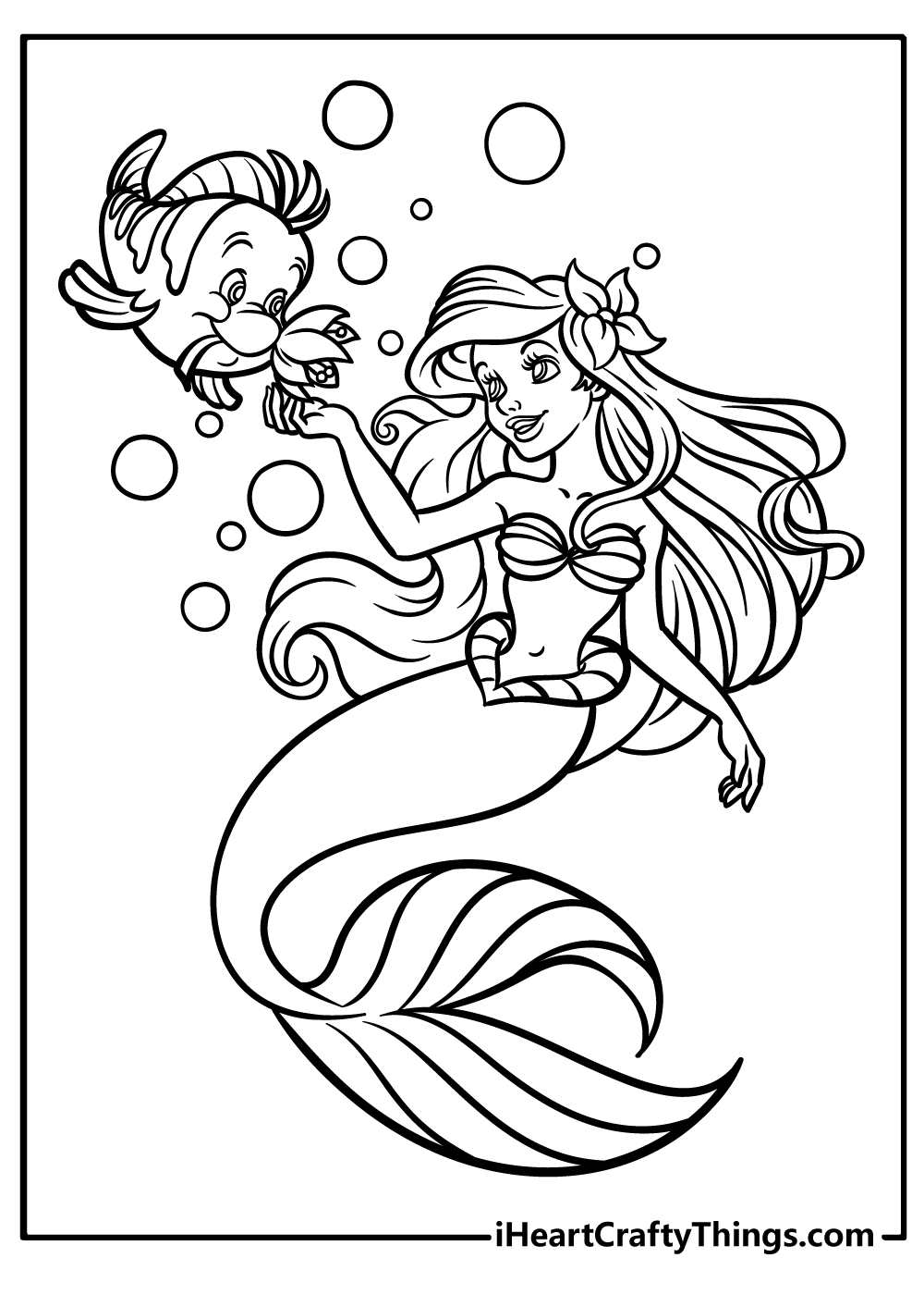 35 Simple Little Mermaid Coloring Pages Easy Printable 8