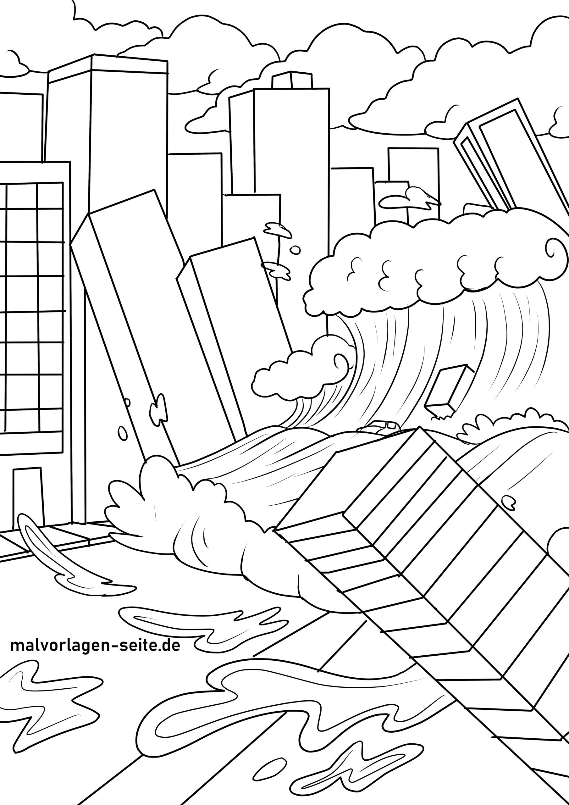 massive tsunami coloring page printable jpg