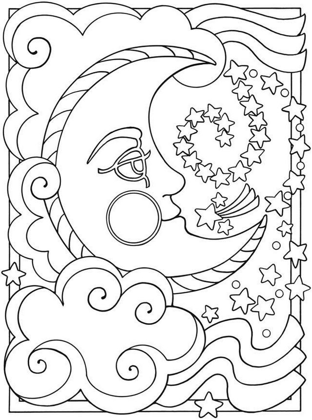 36 Moon Coloring Pages Printable 2