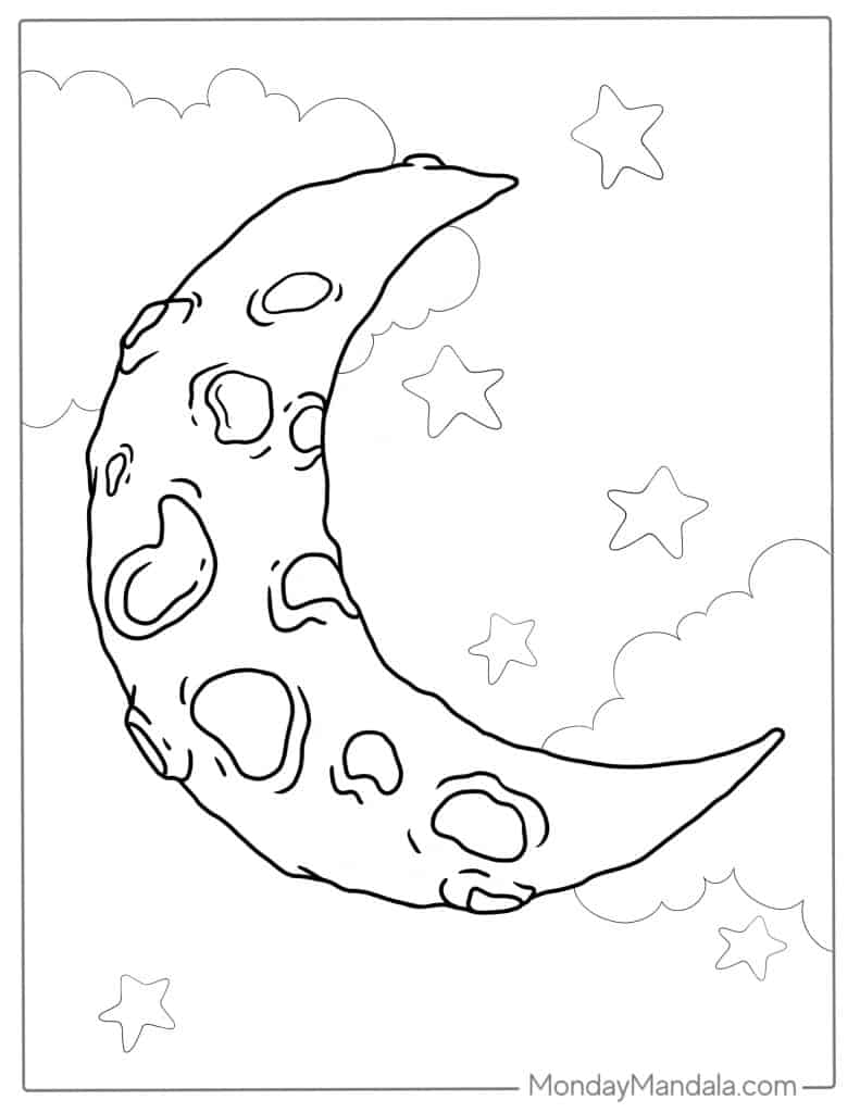 36 Moon Coloring Pages Printable 35