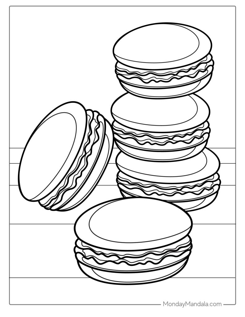 37 Sweet Macaron Coloring Page Printable 1