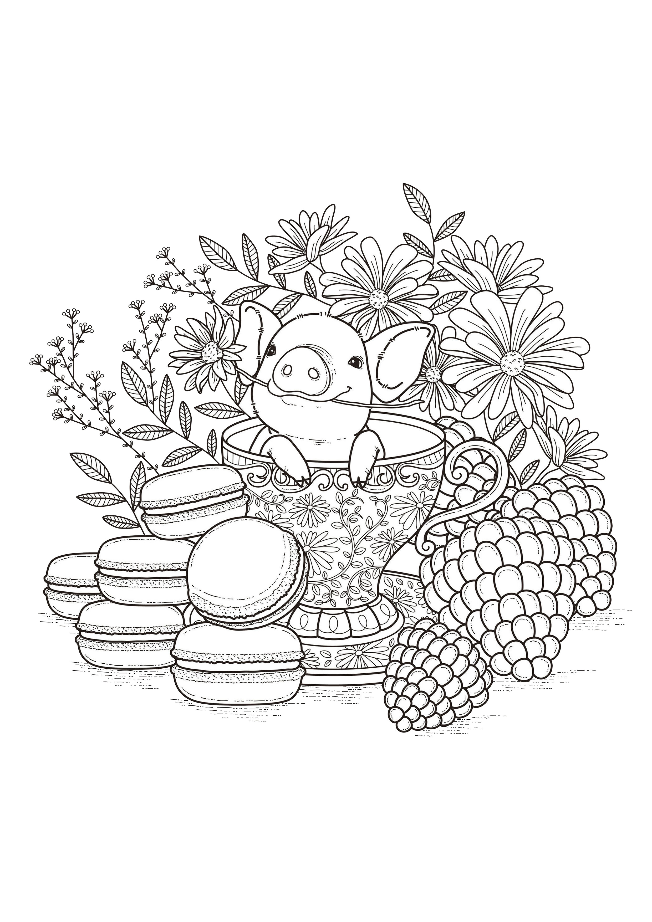 sweet macaron coloring page printable jpg