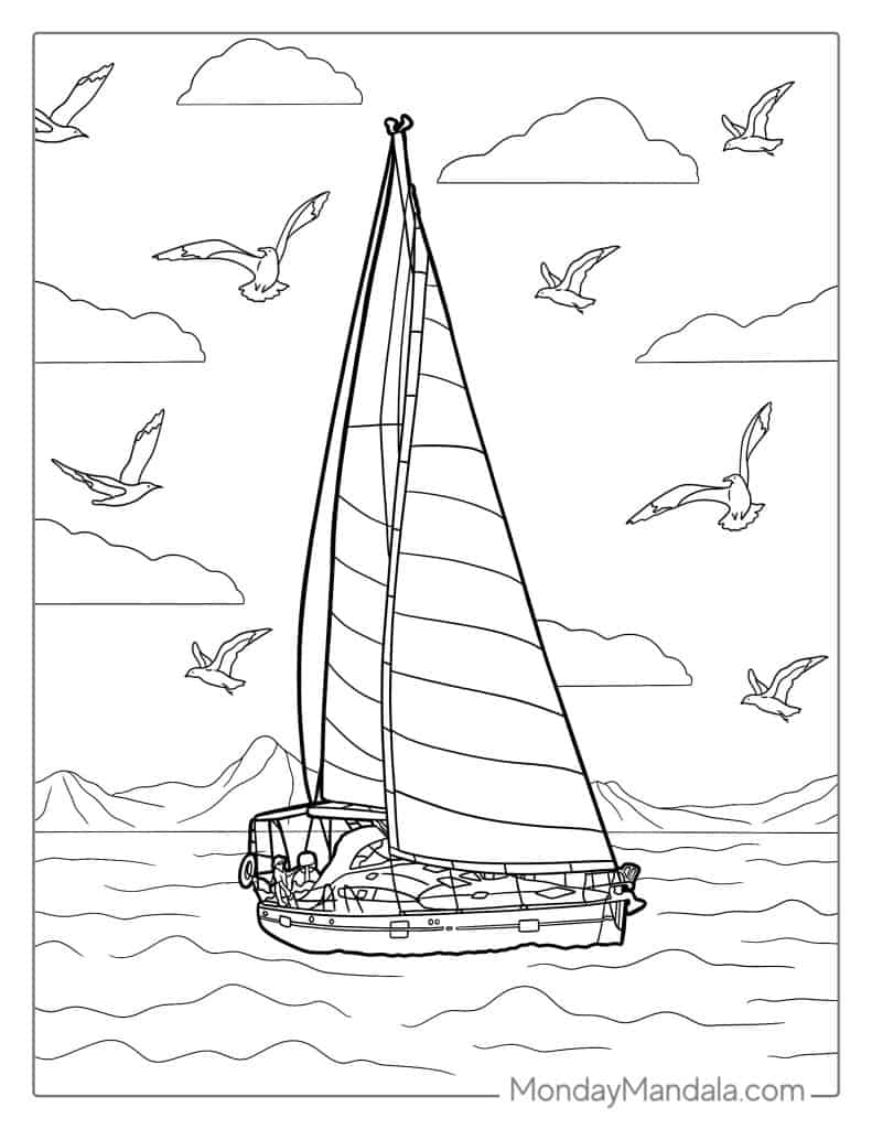 38 Elegant Sailboat Coloring Page Printable 16