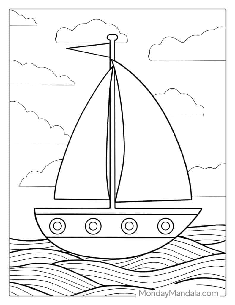 38 Elegant Sailboat Coloring Page Printable 28