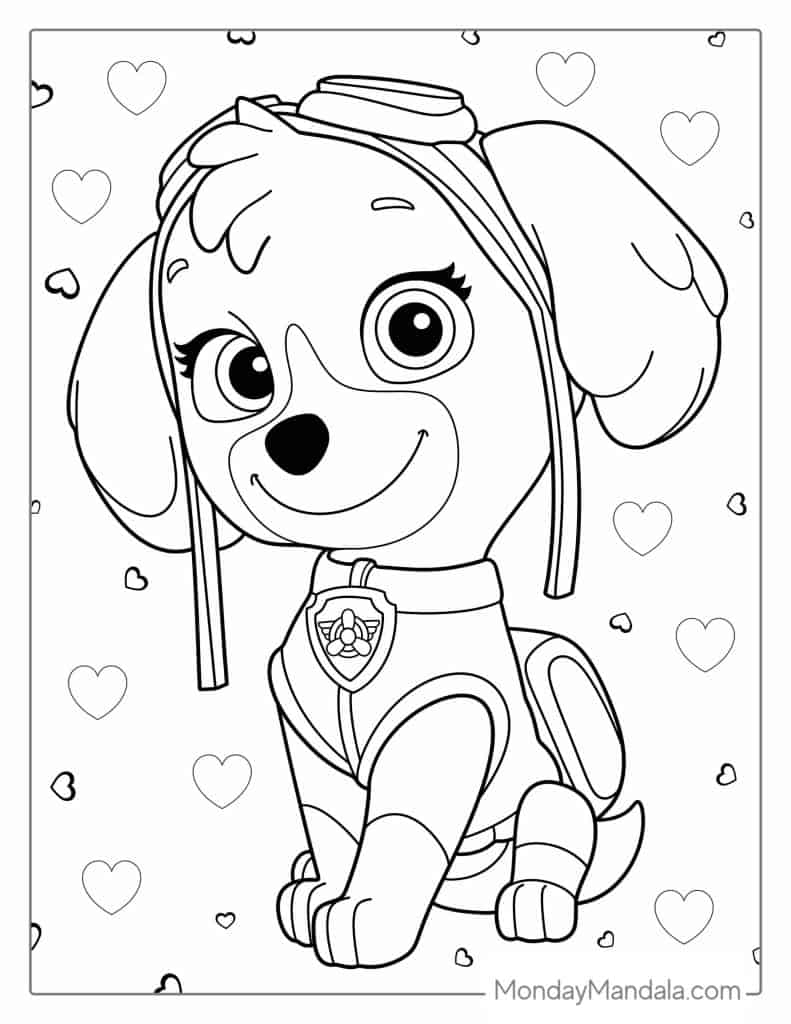 playful paw patrol skye coloring pages printable jpg