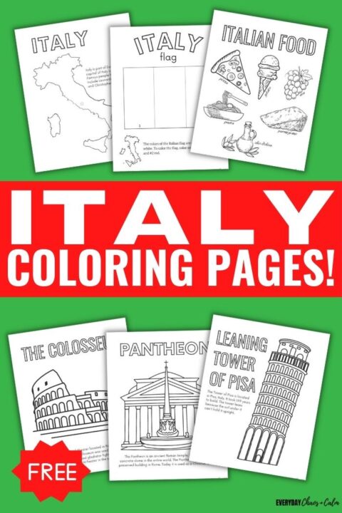 92 Flag of Italy Coloring Page Printable 98