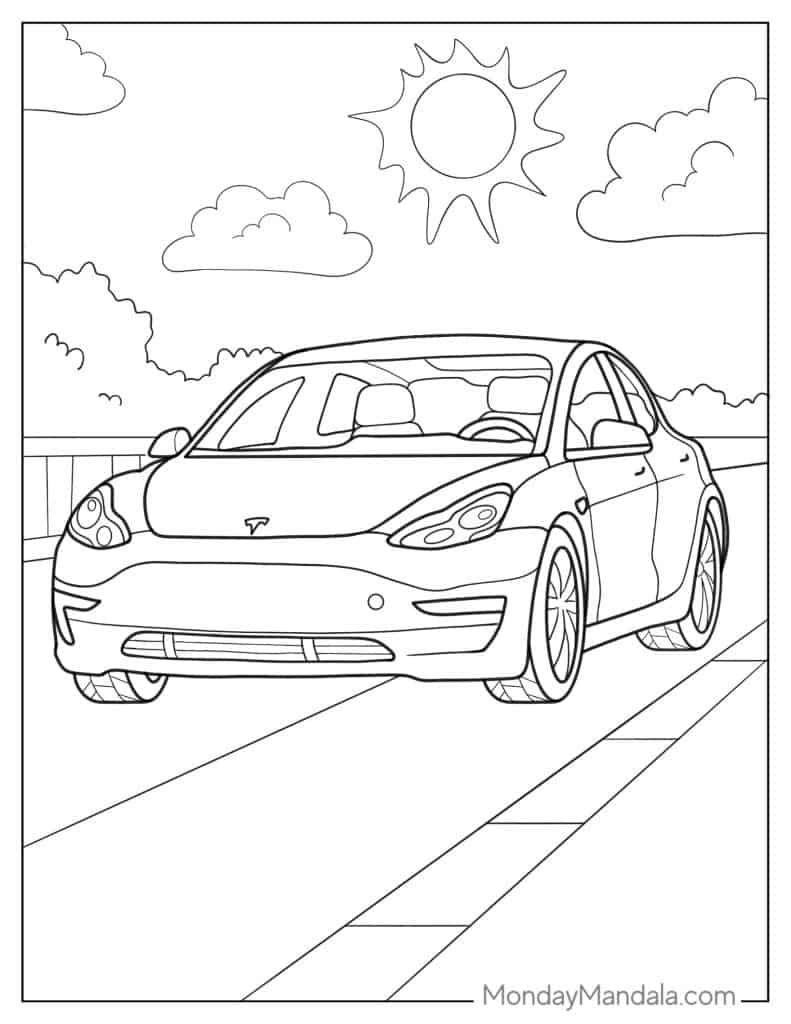 tesla model coloring page printable jpg