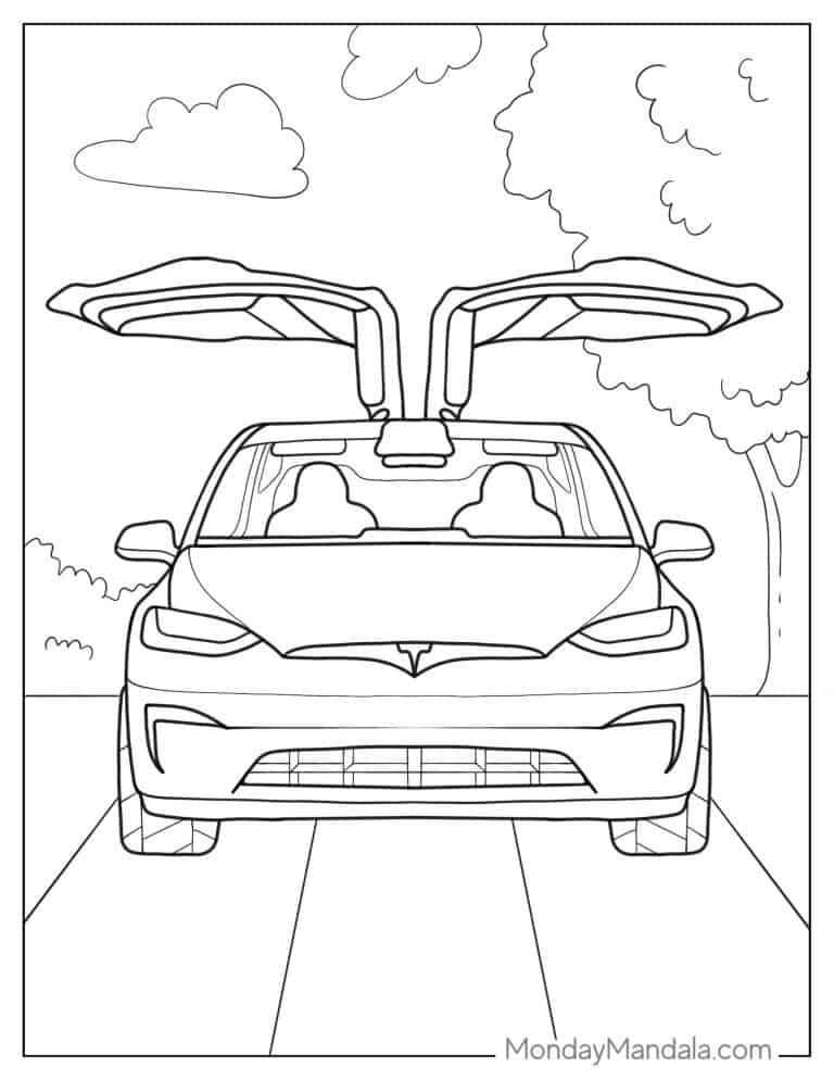 tesla model coloring page printable jpg