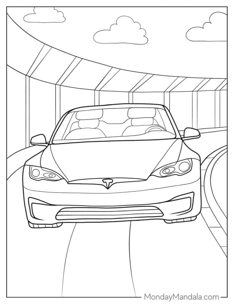 96 Tesla Model 3 Coloring Page Printable 27