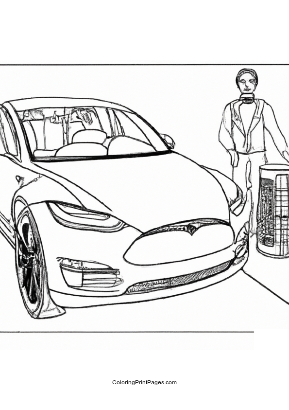 96 Tesla Model 3 Coloring Page Printable 69