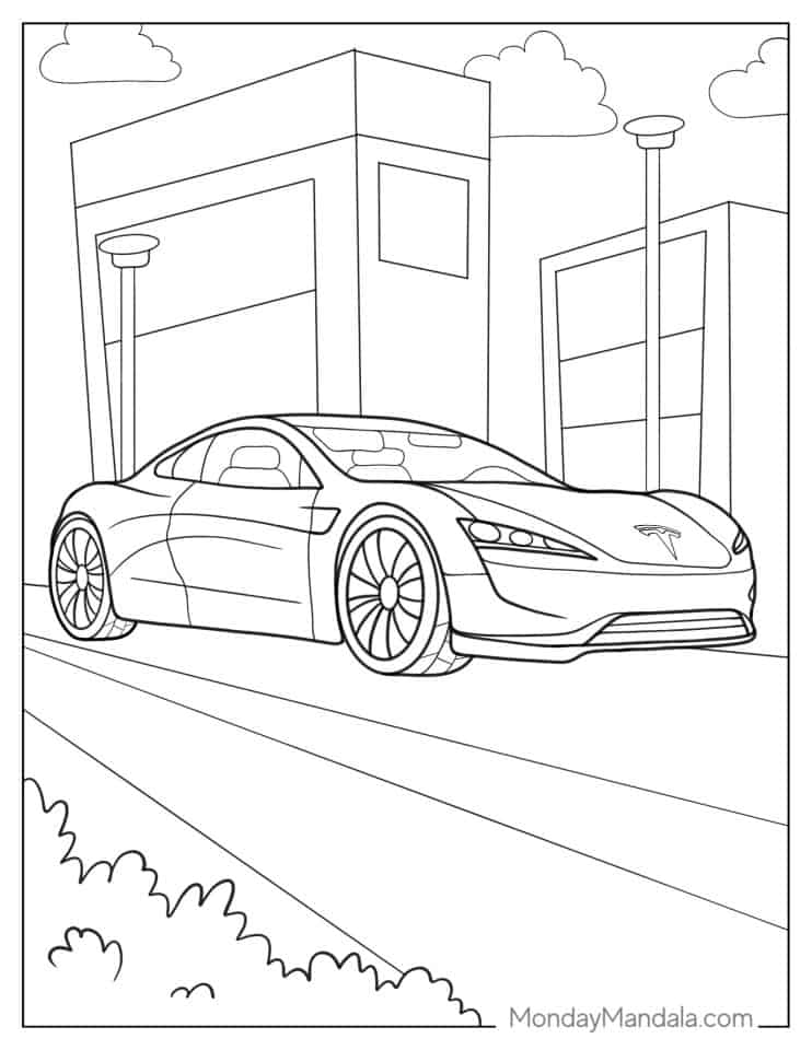 96 Tesla Model 3 Coloring Page Printable 70