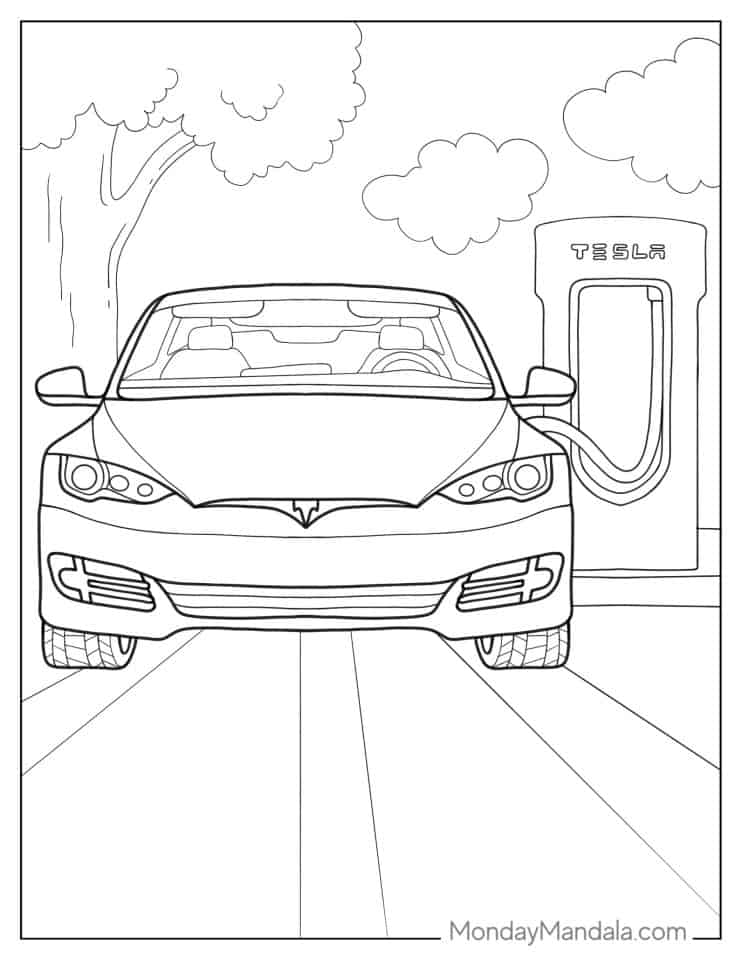 tesla model coloring page printable jpg