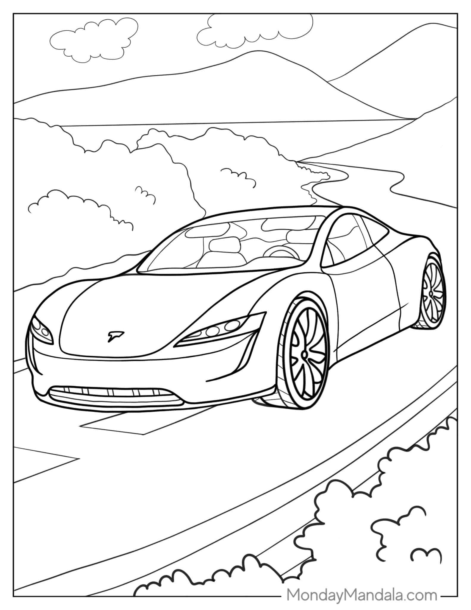 96 Tesla Model 3 Coloring Page Printable 95