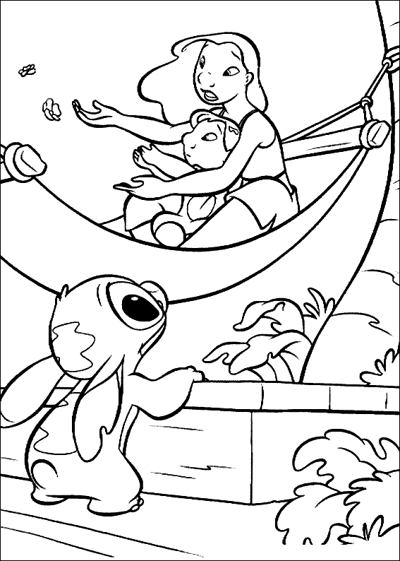 60+ Beautiful Stitch Surfing Coloring Pages Printable