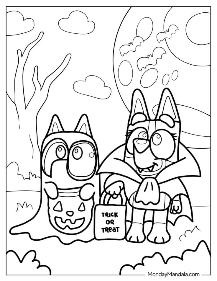 32 Bluey Halloween Coloring Pages 24