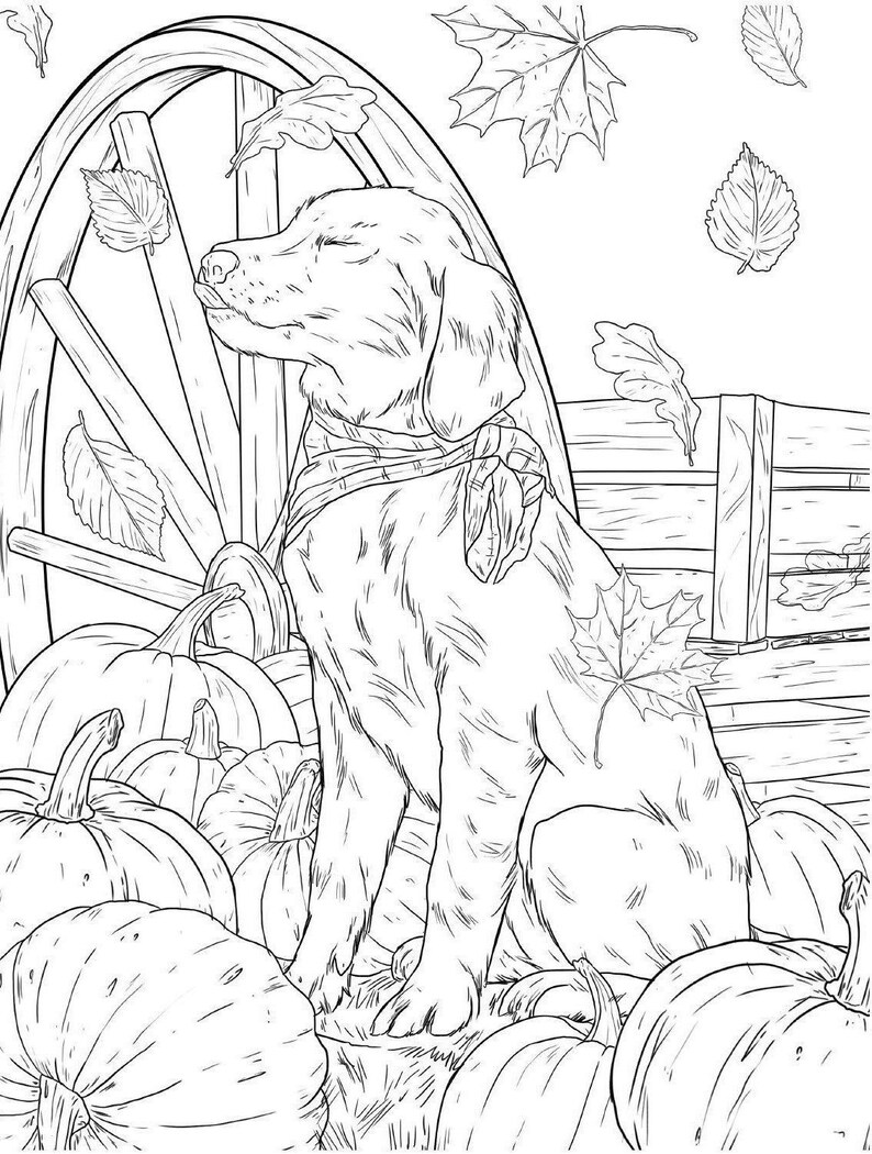 33 Fall Dog Coloring Pages Printable 1