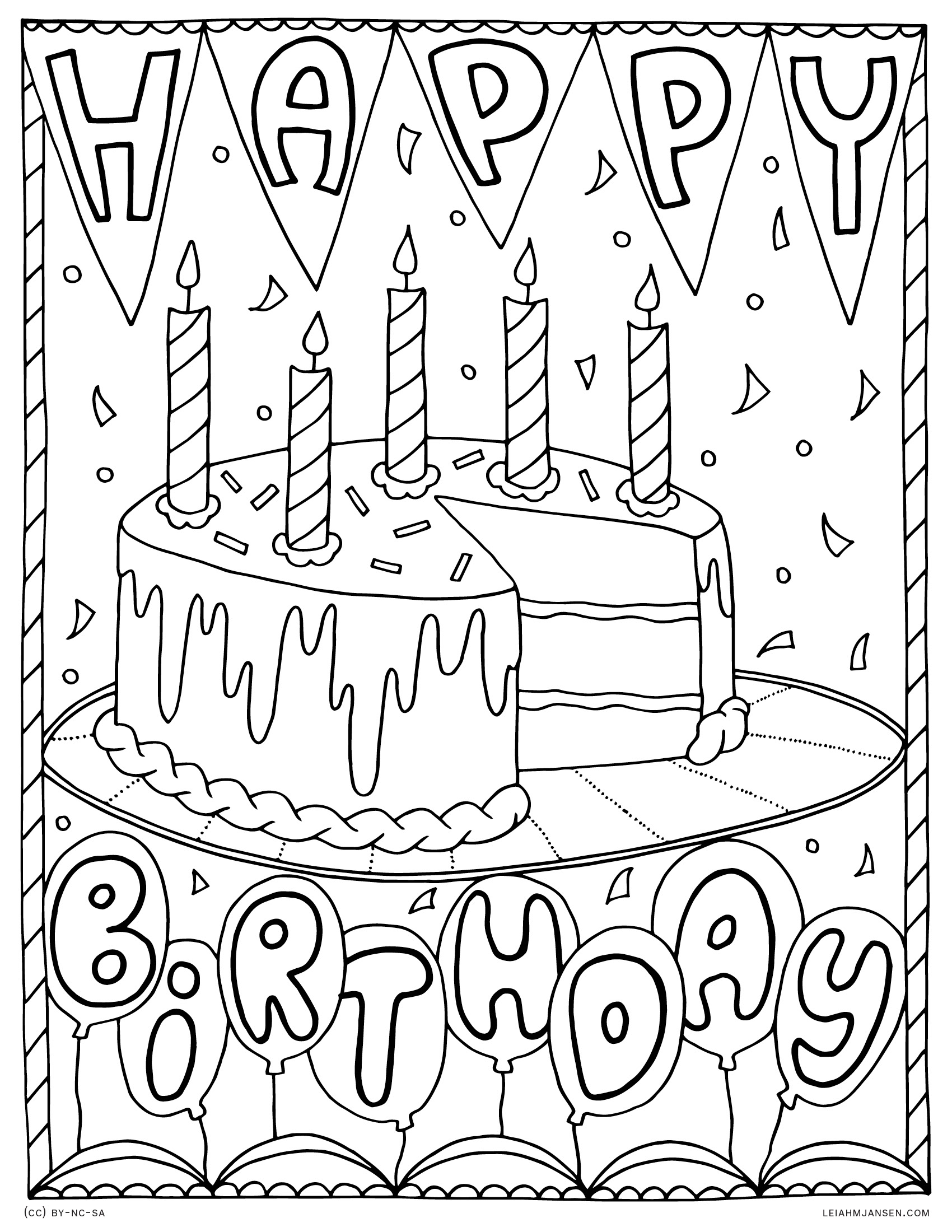 happy birthday coloring pages printable jpg