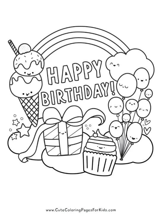 happy birthday coloring pages printable jpg